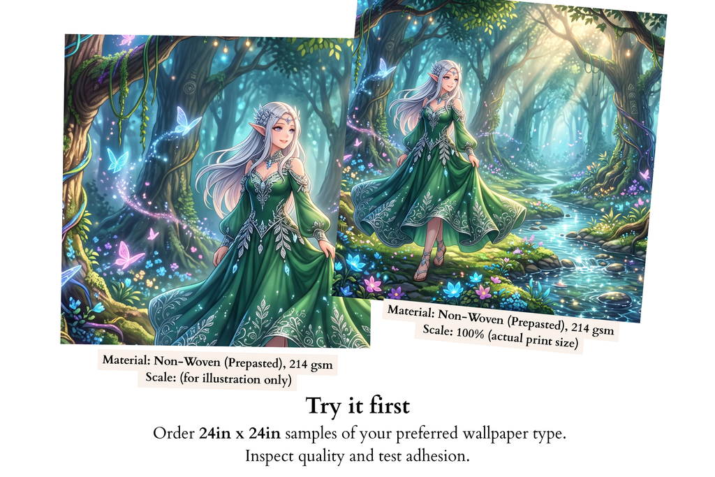 Enchanted Elf Forest & River Mural Magical Anime Fantasy Landscape Wallpaper