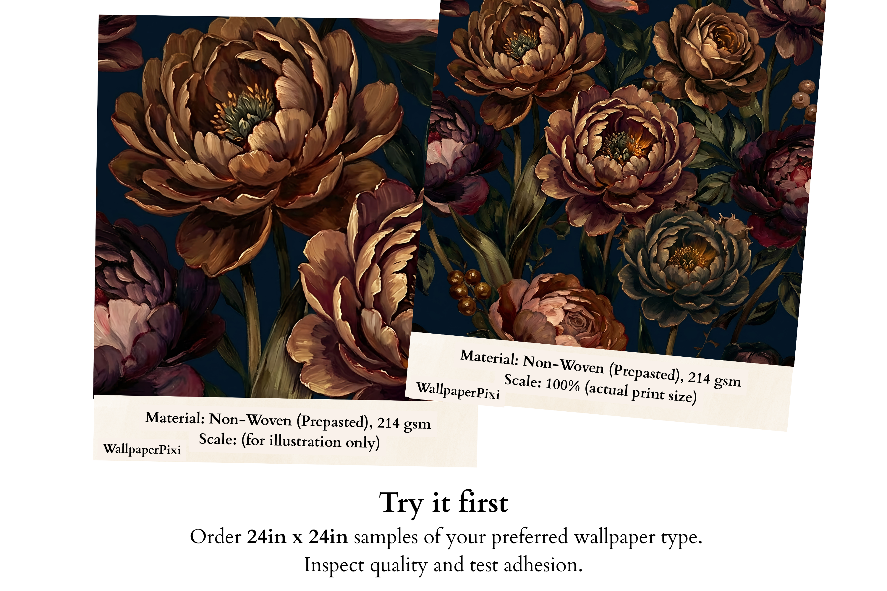 Moody Vintage Peony Wall Mural Dark Floral Wallpaper