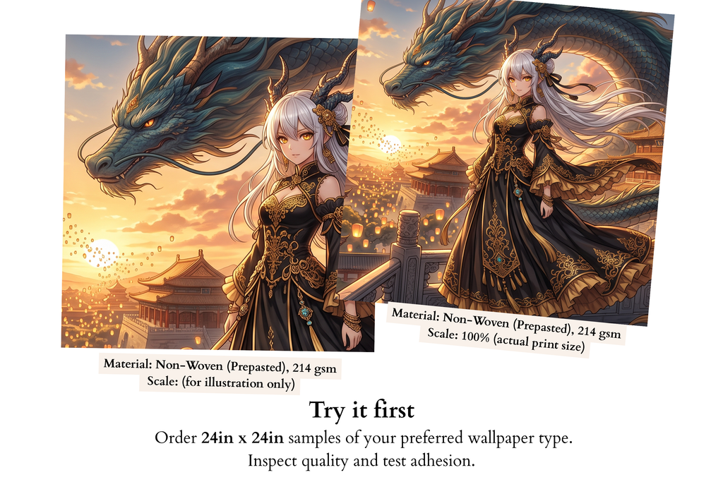 Anime Dragon & Princess Sunset Mural Epic Fantasy Asian Cityscape Wallpaper