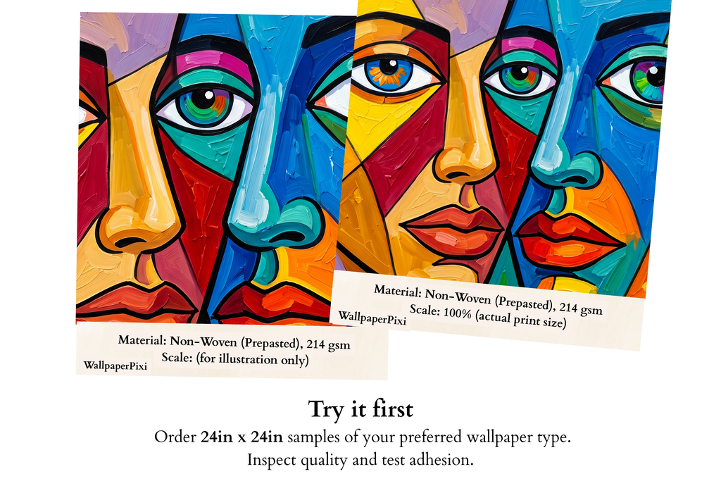 Cubist Portrait Wall Mural | Colourful Abstract Modern Art Design