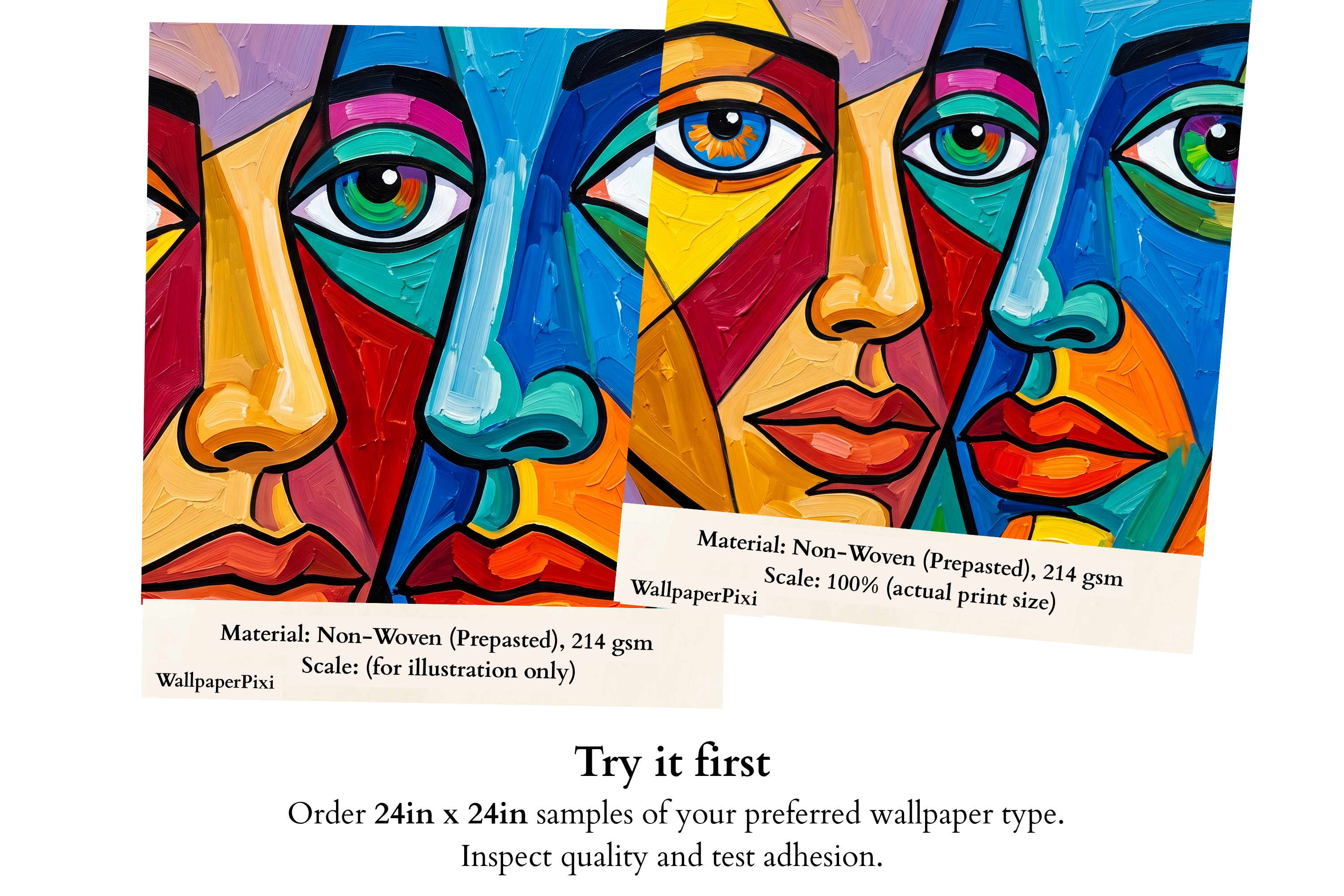 Cubist Portrait Wall Mural | Colourful Abstract Modern Art Design