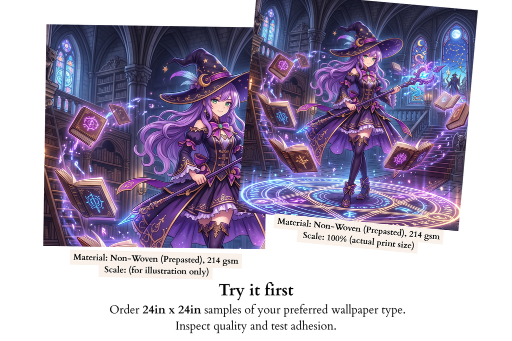 Magical Anime Witch Library Mural Gothic Fantasy Gaming Wallpaper
