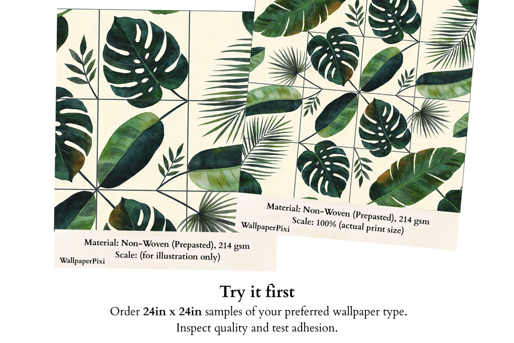 Tropical Leaf Wallpaper | Monstera & Palm Botanical Print