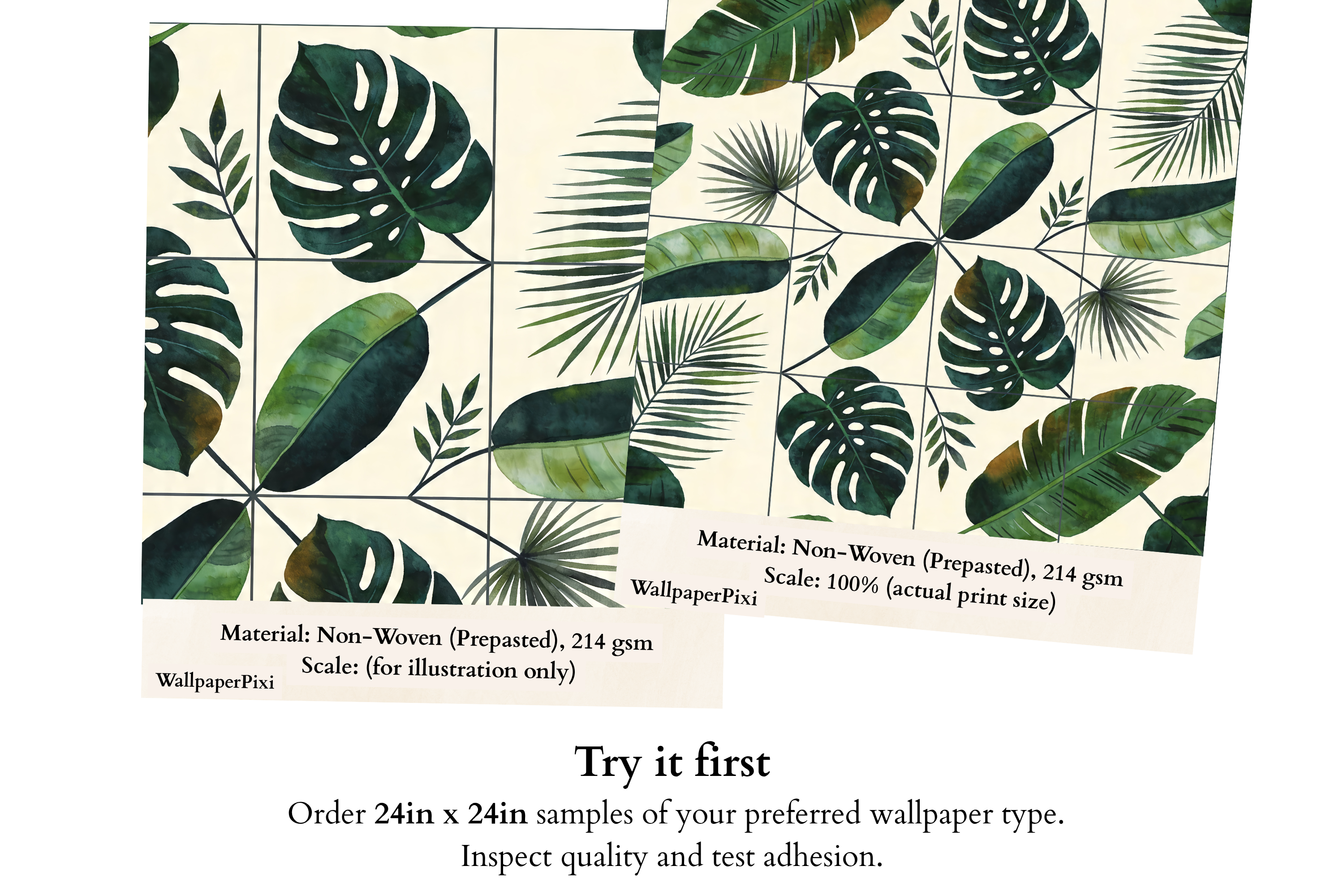Tropical Leaf Wallpaper | Monstera & Palm Botanical Print