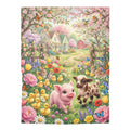 Storybook Spring Farm Animals Jersey Baby Swaddle Blanket Meadow Nursery Throw
