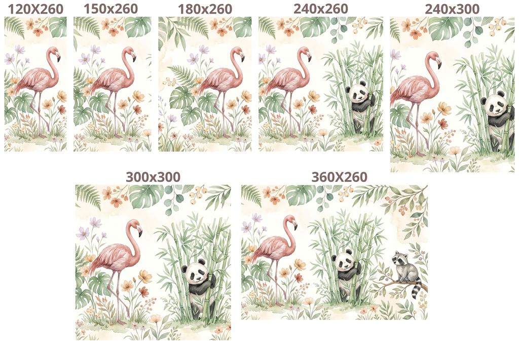 Watercolour Animal Safari Nursery Peel and Stick Wallpaper Mural