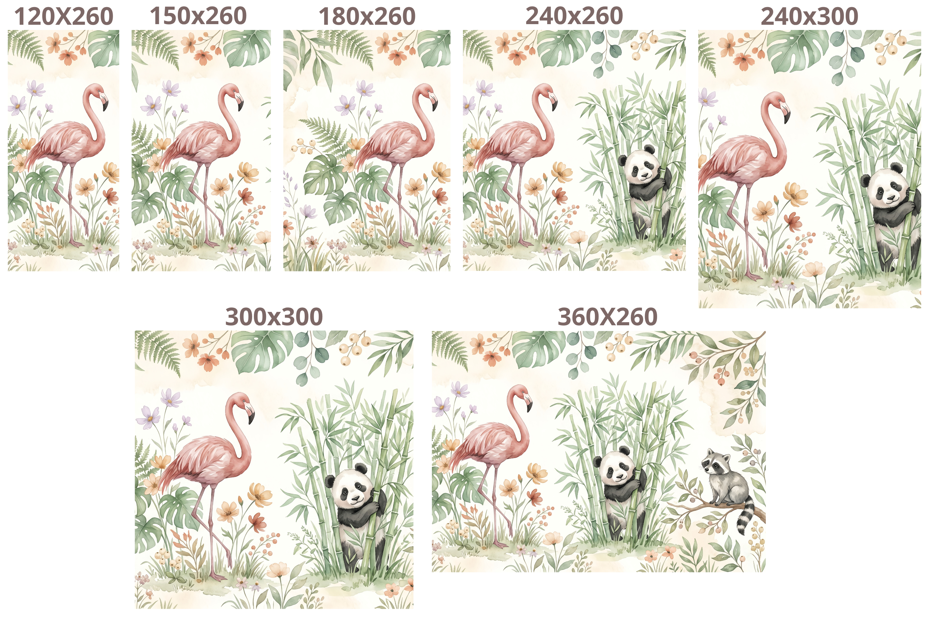 Watercolour Animal Safari Nursery Peel and Stick Wallpaper Mural