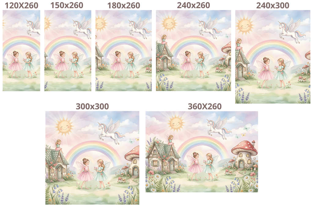 Fairy Garden Rainbow Unicorn Wall Mural | Magical Watercolour Nursery Design