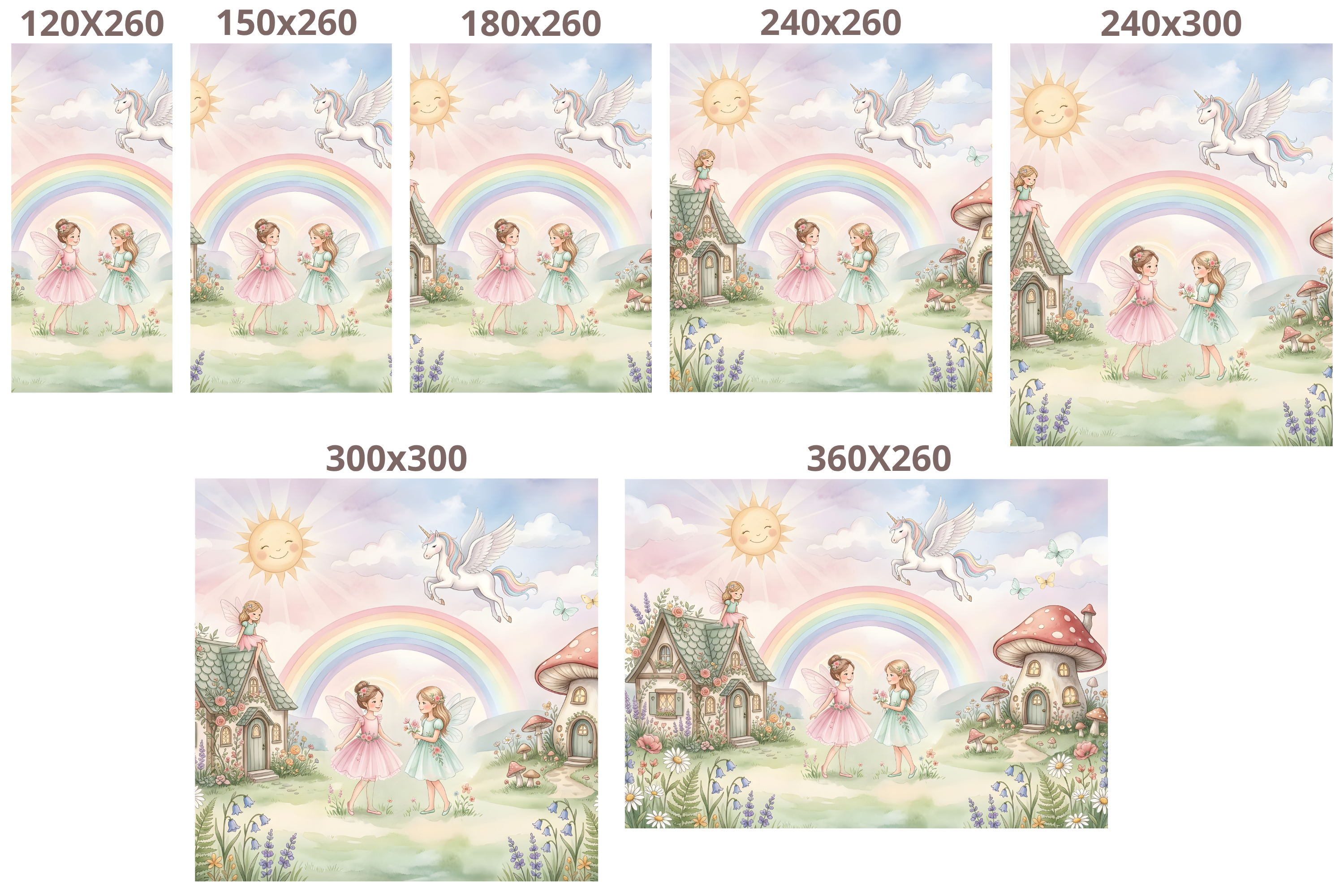 Fairy Garden Rainbow Unicorn Wall Mural | Magical Watercolour Nursery Design