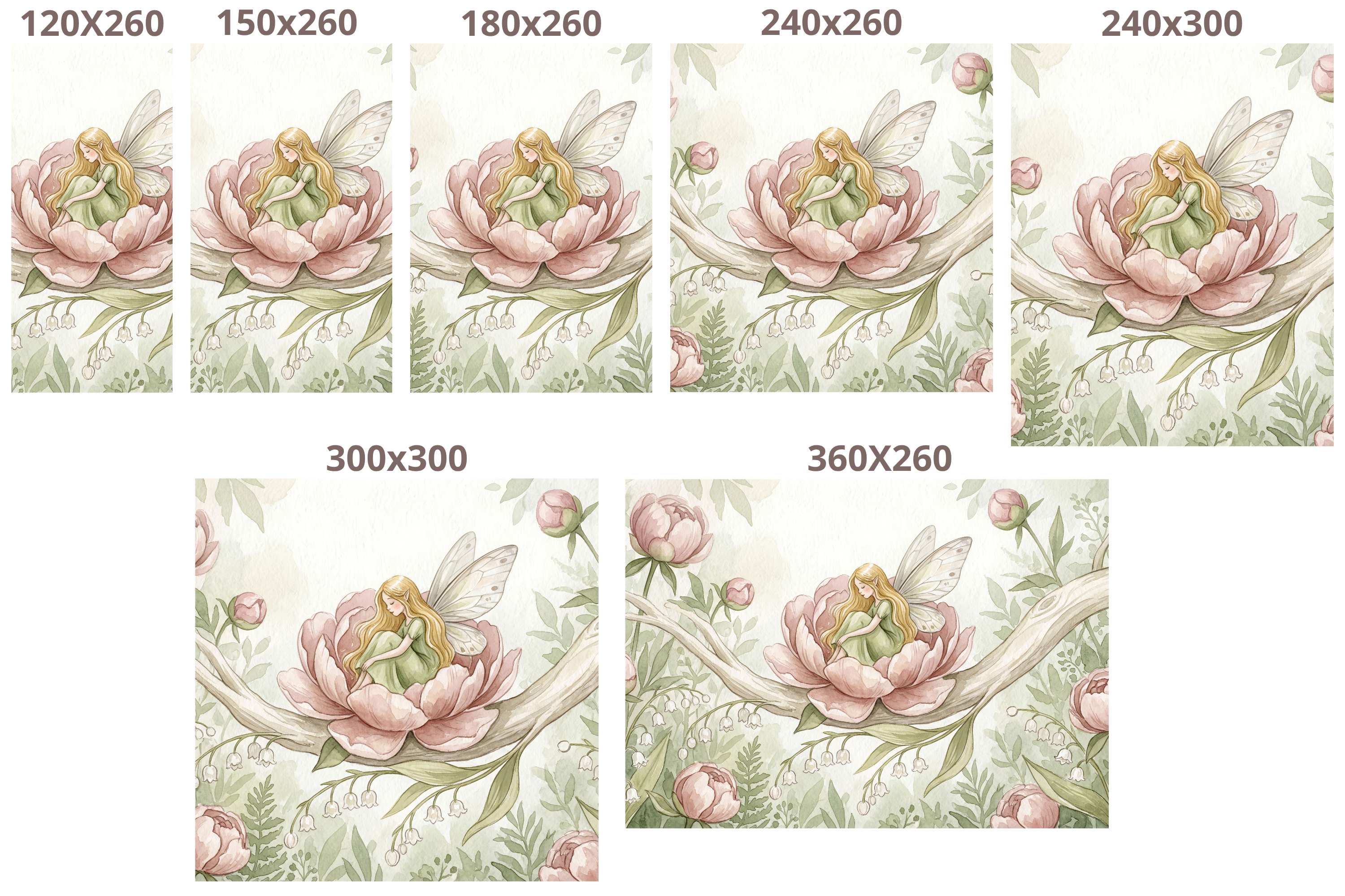 Flower Fairy Peony Wall Mural | Soft Watercolour Botanical Nursery Design