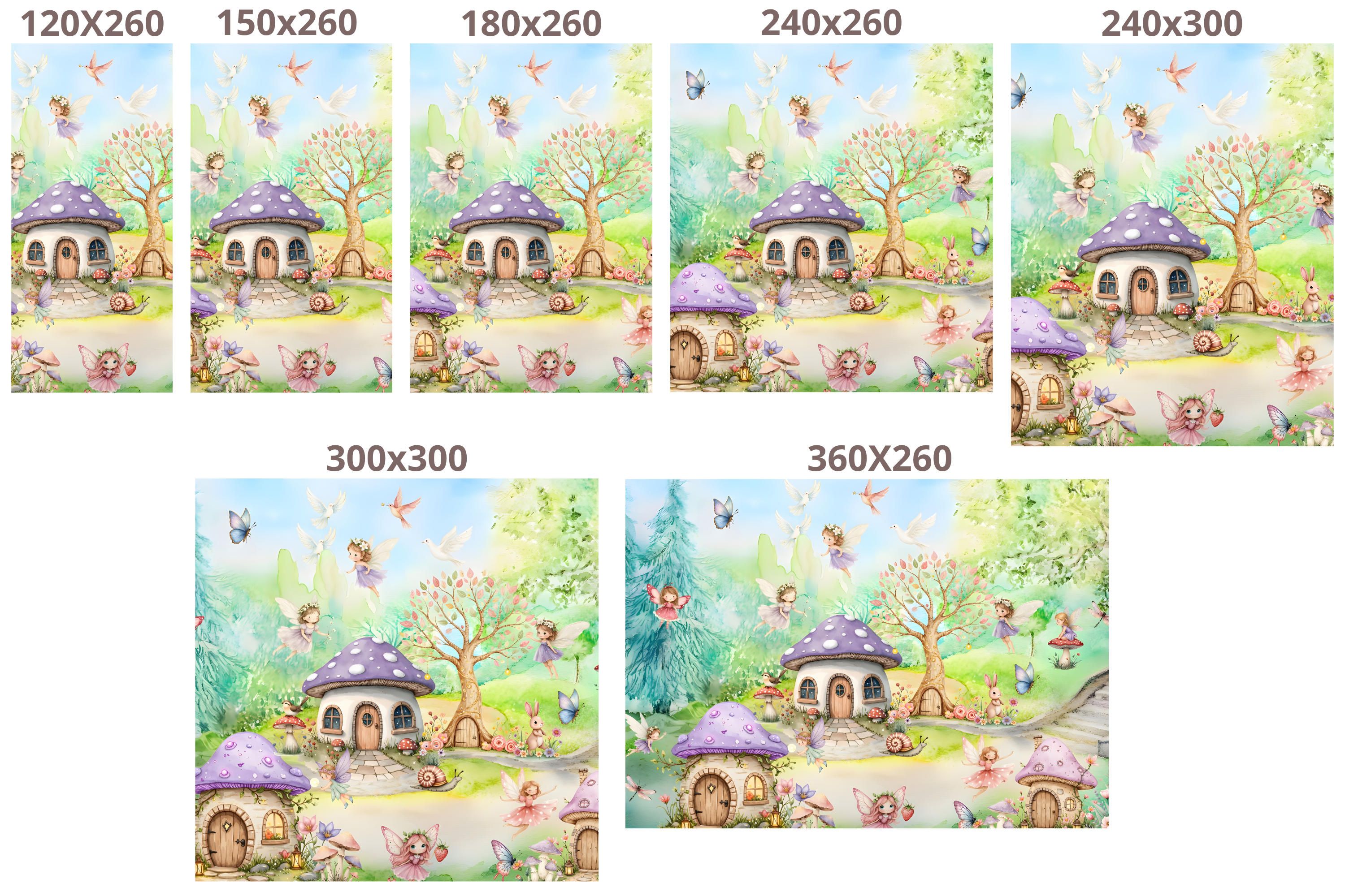 Enchanted Fairy Village Wall Mural | Magical Mushroom House Woodland Nursery Design