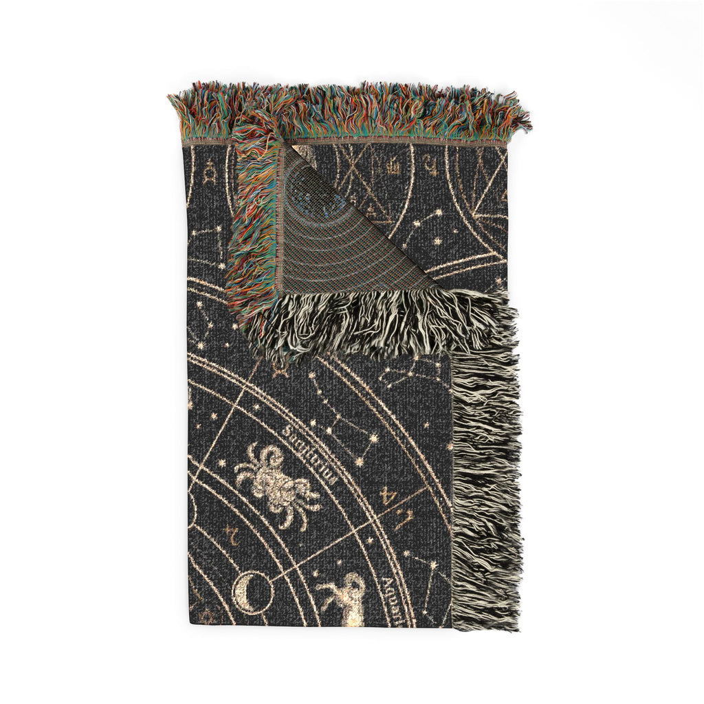 Vintage Esoteric Zodiac Woven Throw Blanket Sacred Geometry Tapestry