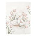 Watercolor Duckling & Tulip Jersey Baby Swaddle Blanket Spring Nursery Throw