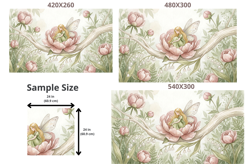 Flower Fairy Peony Wall Mural | Soft Watercolour Botanical Nursery Design