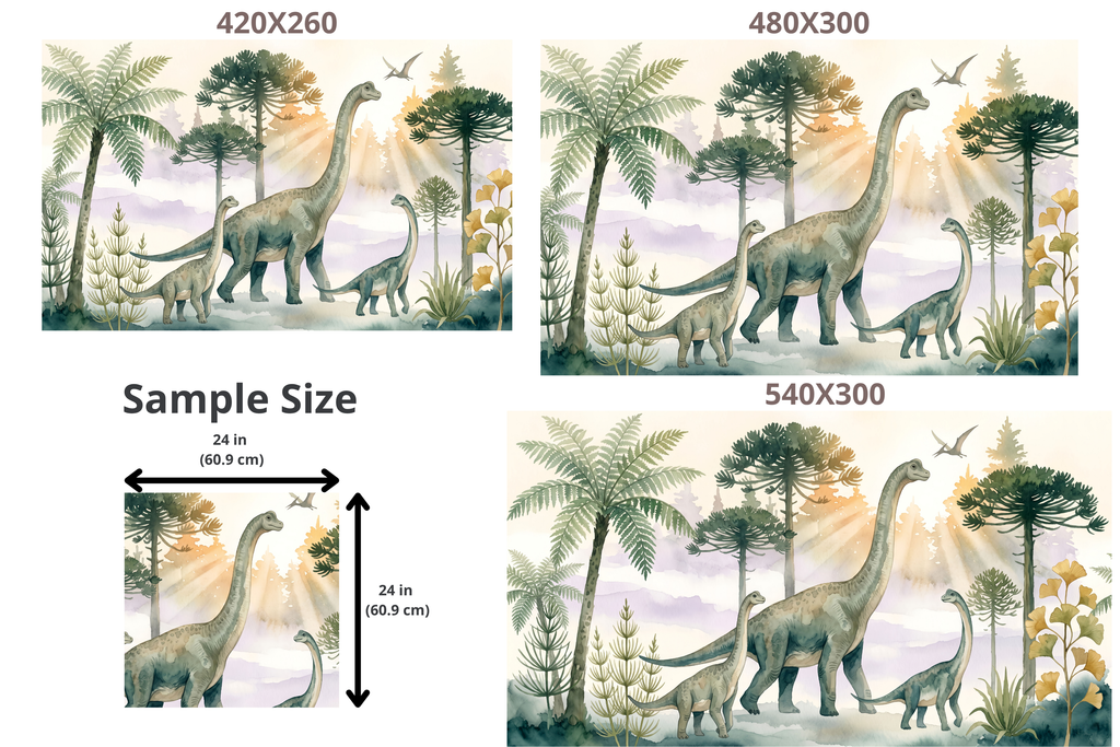 Kids Watercolour Dinosaur Nursery Peel and Stick Wallpaper Mural
