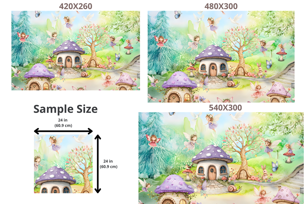 Enchanted Fairy Village Wall Mural | Magical Mushroom House Woodland Nursery Design