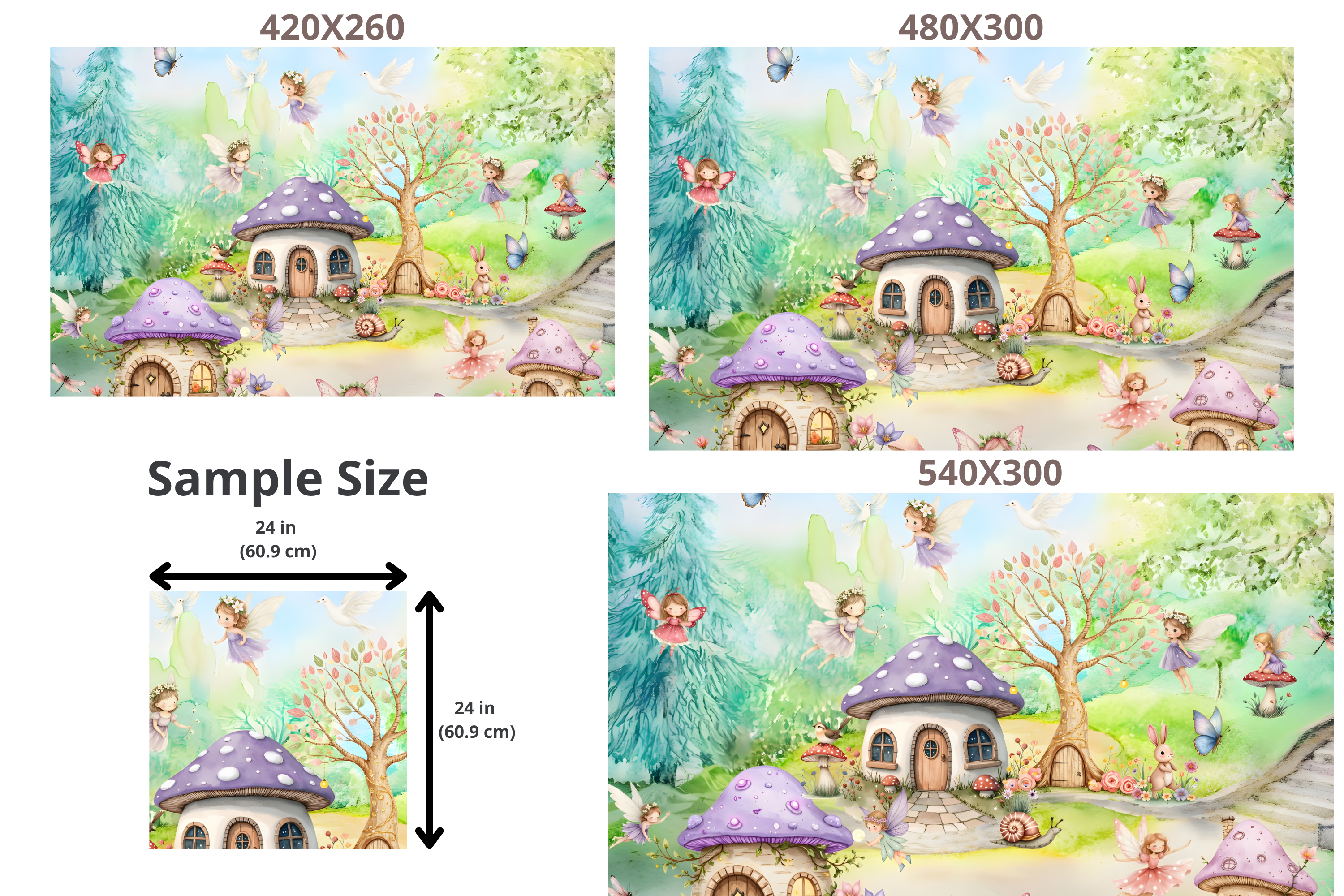 Enchanted Fairy Village Wall Mural | Magical Mushroom House Woodland Nursery Design