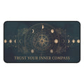 Mystical Celestial Desk Mat "Trust Your Inner Compass" Moon Phase Art | Dark Teal & Gold Neoprene Pad