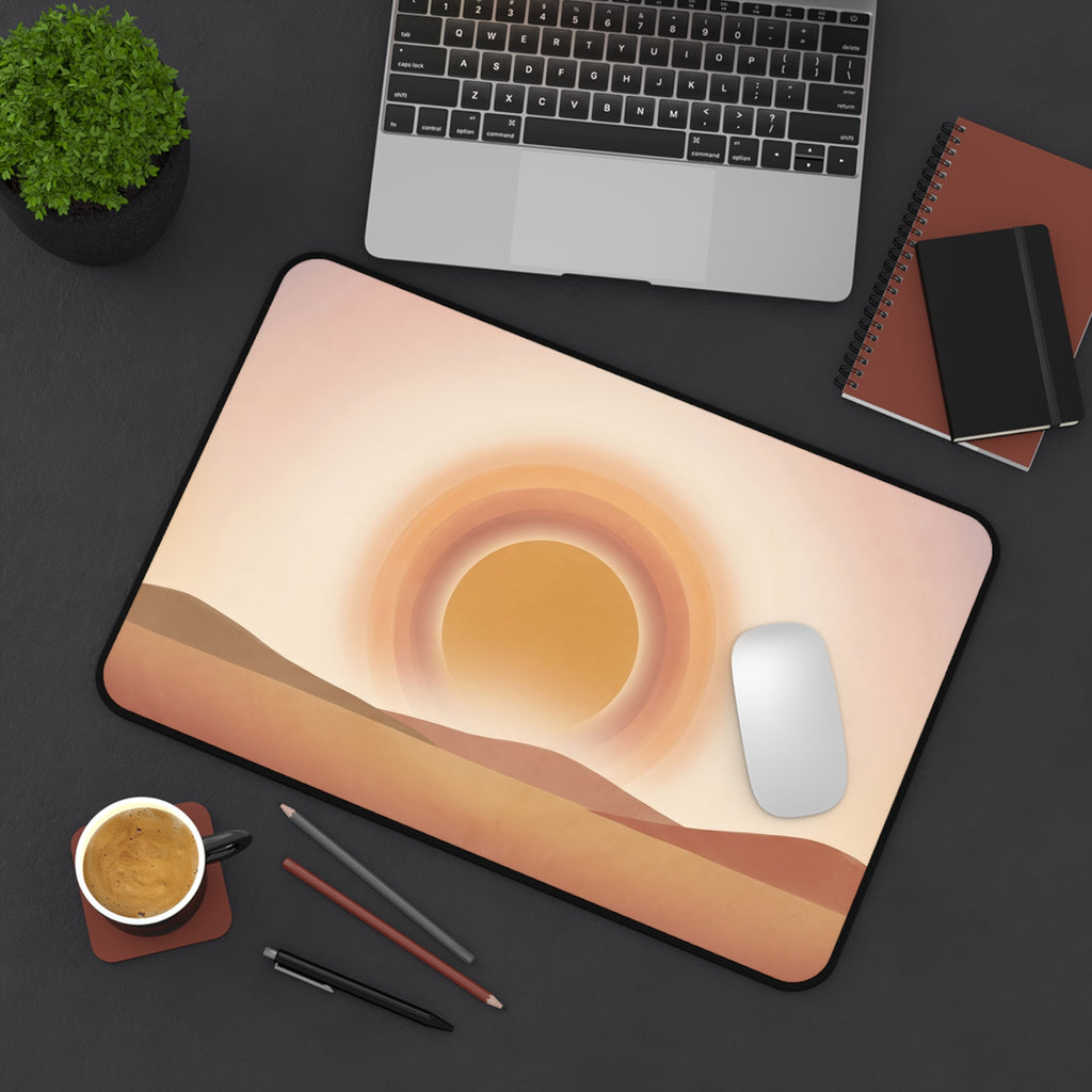 Minimalist Boho Sunset Desk Mat Warm Desert Landscape Art Aesthetic Pad
