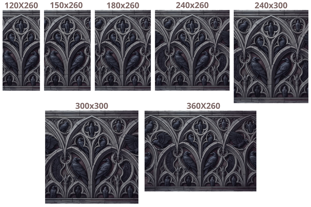 3D Gothic Raven & Stone Archway Wall Mural Dark Academia Architectural Wallpaper