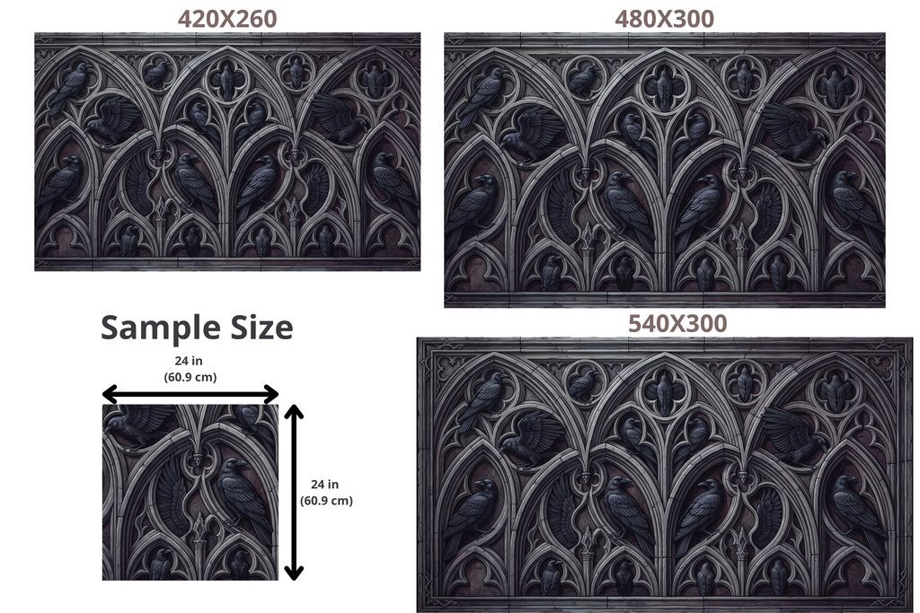3D Gothic Raven & Stone Archway Wall Mural Dark Academia Architectural Wallpaper