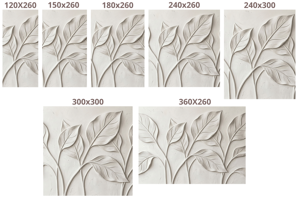 3D Plaster Leaf Botanical Mural Faux Bas-Relief Sculpted Peel and Stick Wallpaper