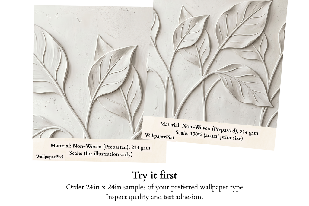 3D Plaster Leaf Botanical Mural Faux Bas-Relief Sculpted Peel and Stick Wallpaper