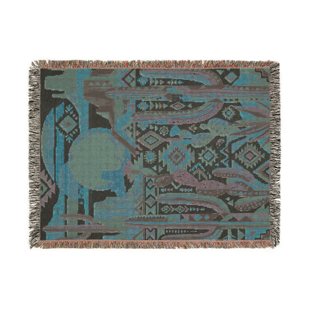 Southwestern Desert Sunset Woven Throw Blanket Boho Cactus Tapestry