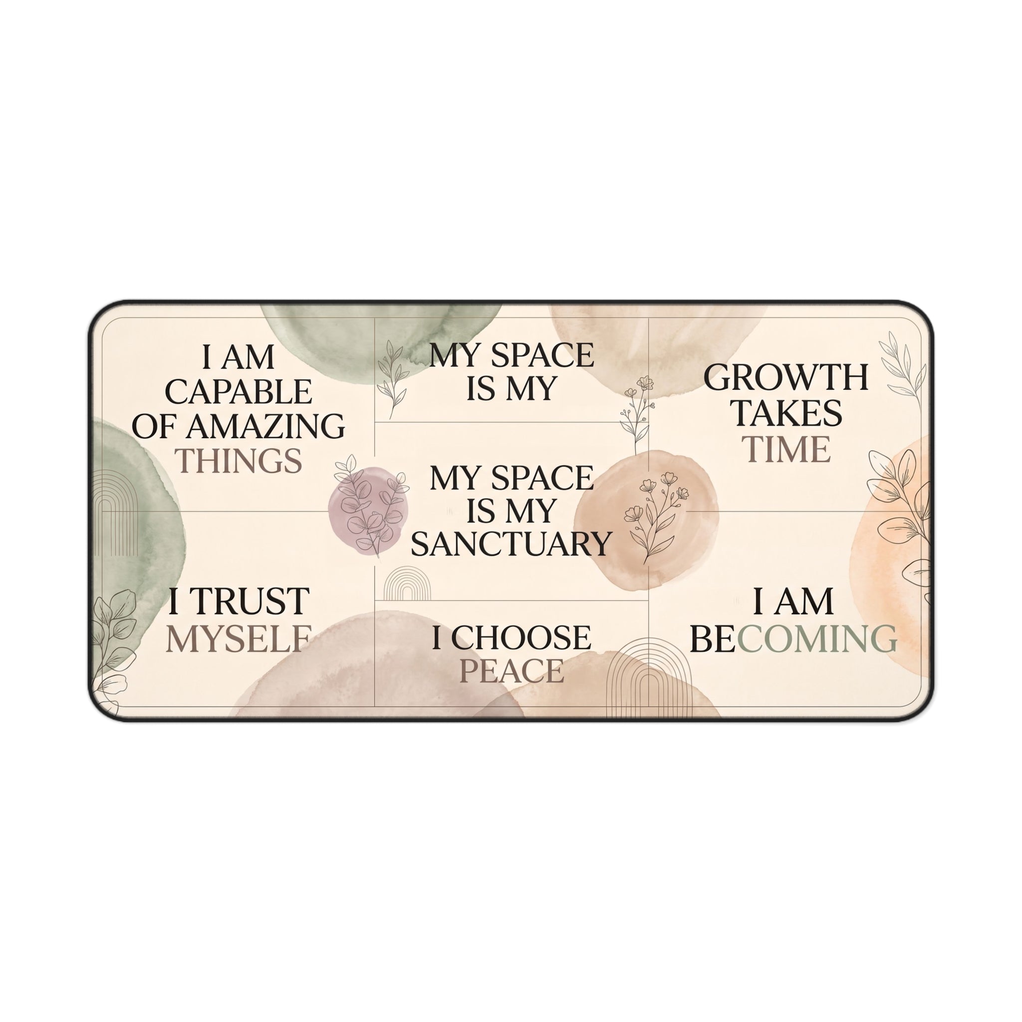 Mindfulness & Affirmations Desk Mat Pastel Watercolor Aesthetic Workspace Pad