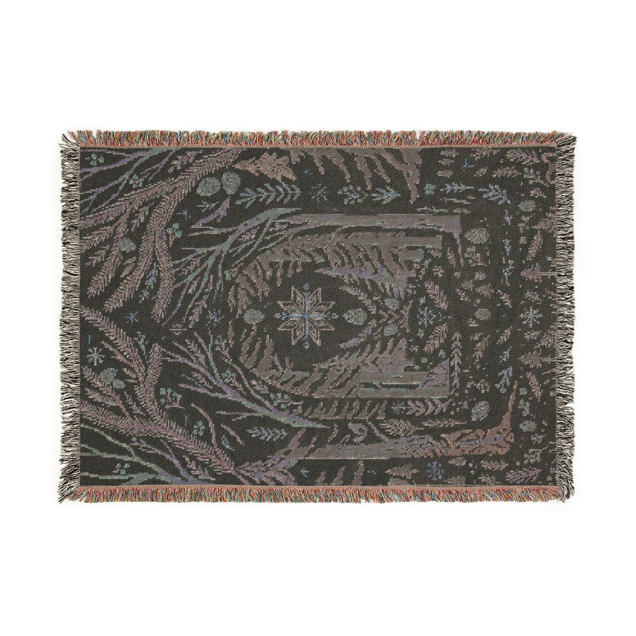 Nordic Folk Art Winter Forest Woven Throw Blanket Scandinavian Tapestry