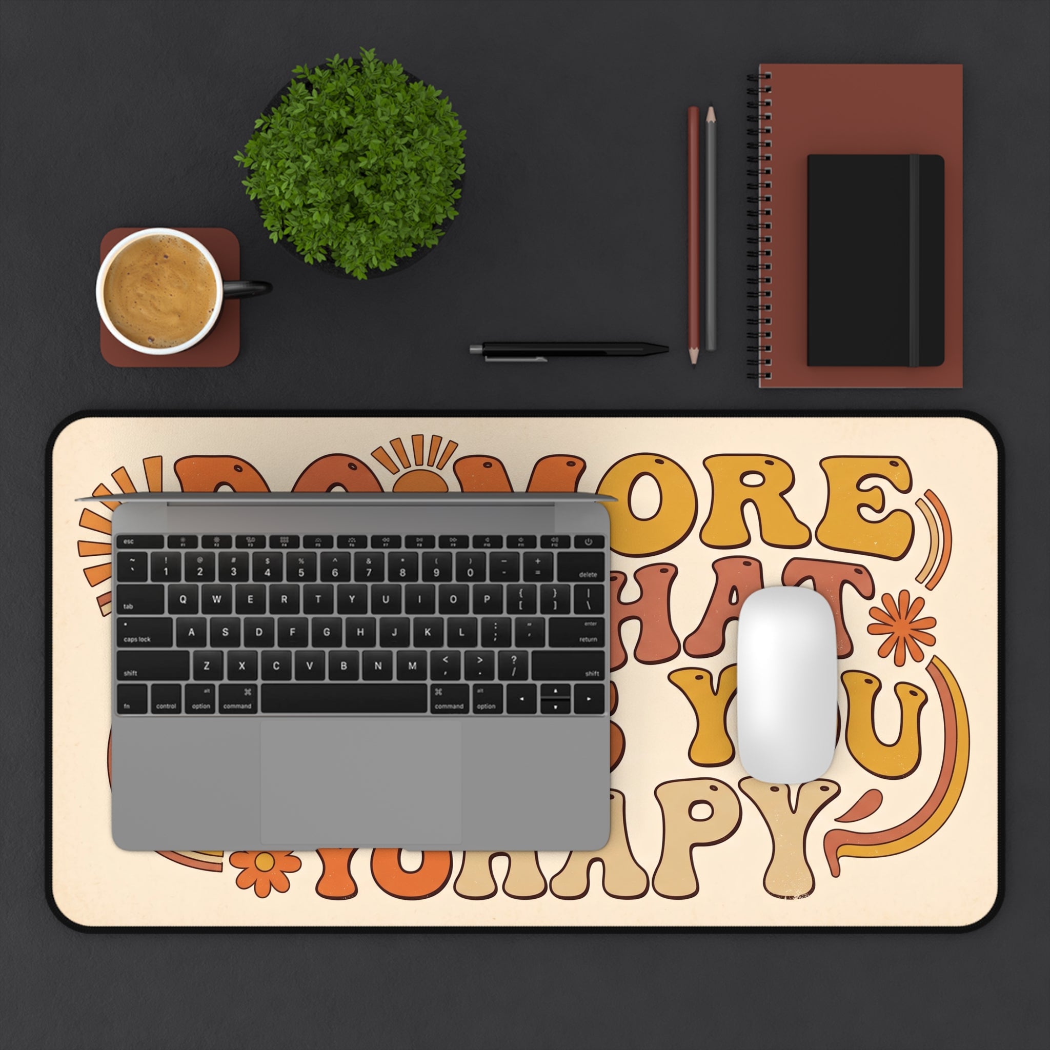 Groovy Retro Motivational Desk Mat 70s Vintage Typography Art Workspace Pad