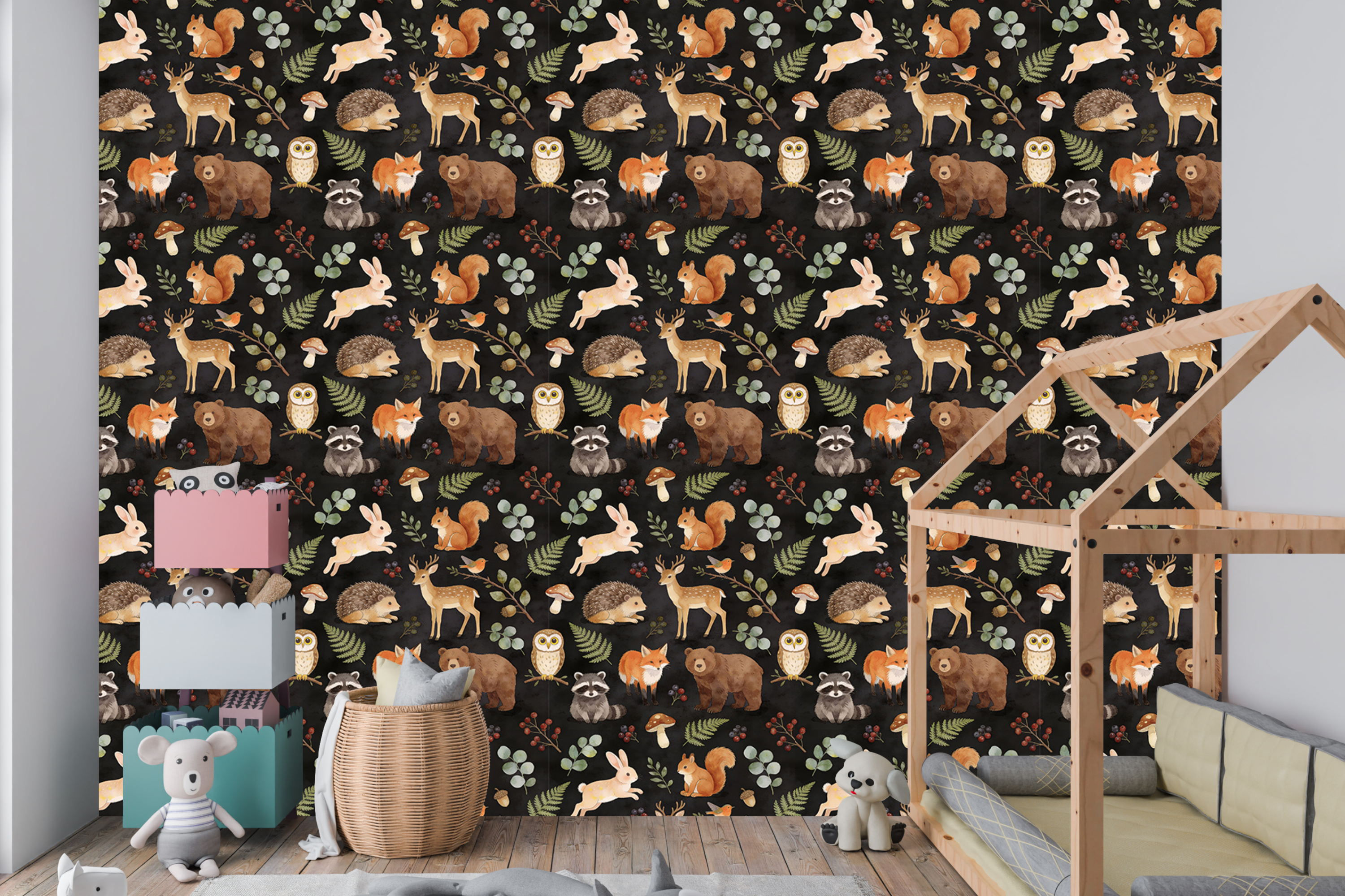 Woodland Animals Wallpaper Dark Forest Nursery Wall Decal