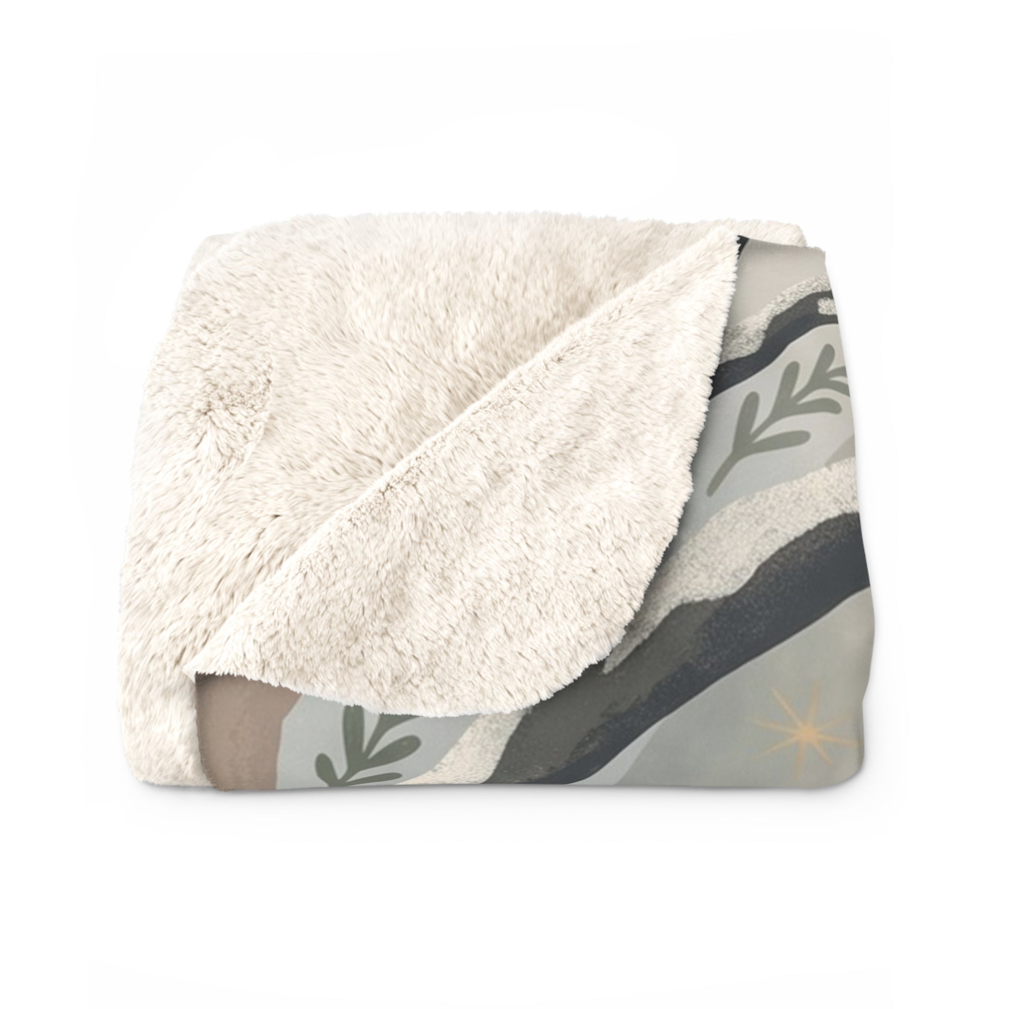 Serene Winter Woodland Sherpa Fleece Blanket Nordic Forest Cozy Throw