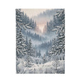 Serene Snowy Pine Forest Plush Throw Blanket Winter Wonderland Velvety Blanket