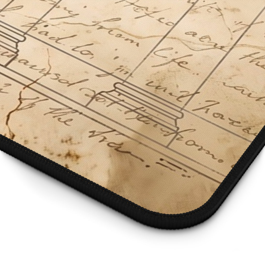 Stoic Philosophy Desk Mat Marcus Aurelius Quote & Vintage Compass Art Office Pad