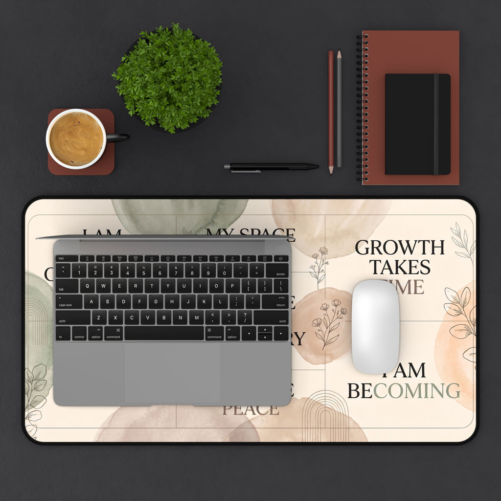 Mindfulness & Affirmations Desk Mat Pastel Watercolor Aesthetic Workspace Pad