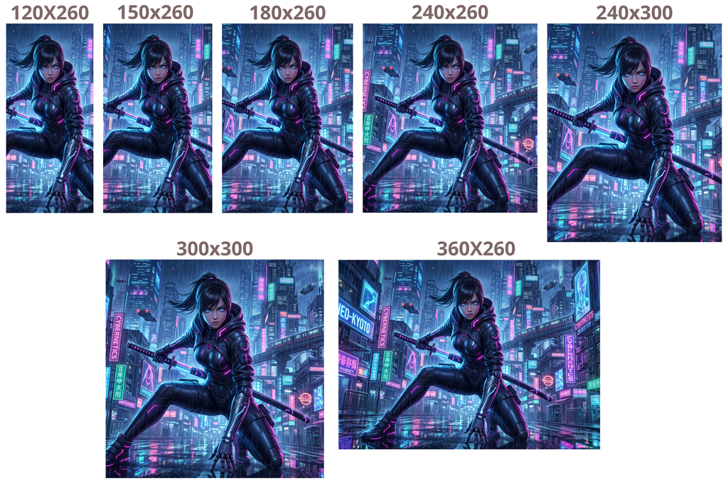 Cyberpunk Neon Samurai Girl Anime Mural  Futuristic Sci-Fi Cityscape Wallpaper