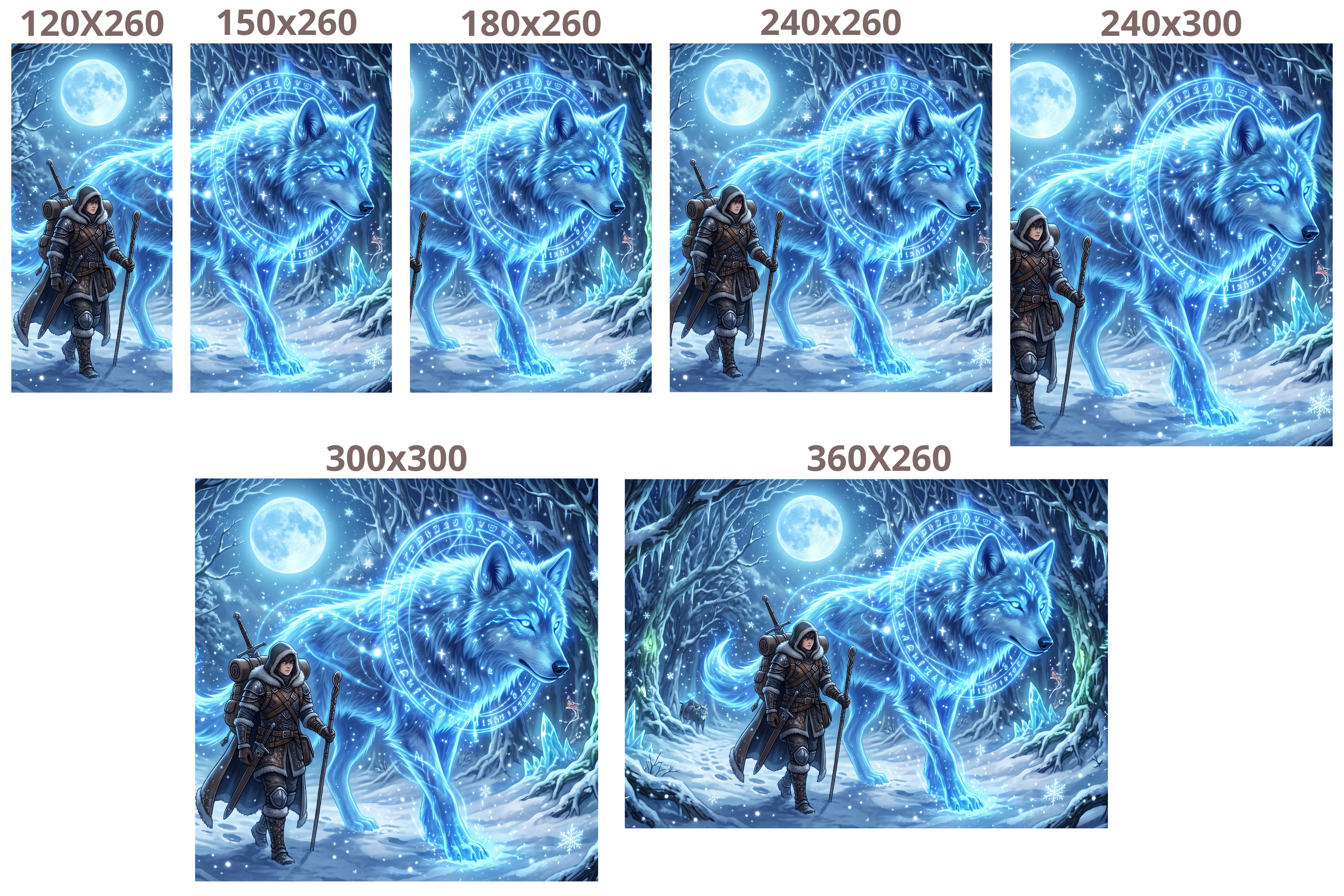 Epic Fantasy Spirit Wolf Anime Mural Magical Winter Warrior Landscape Wallpaper