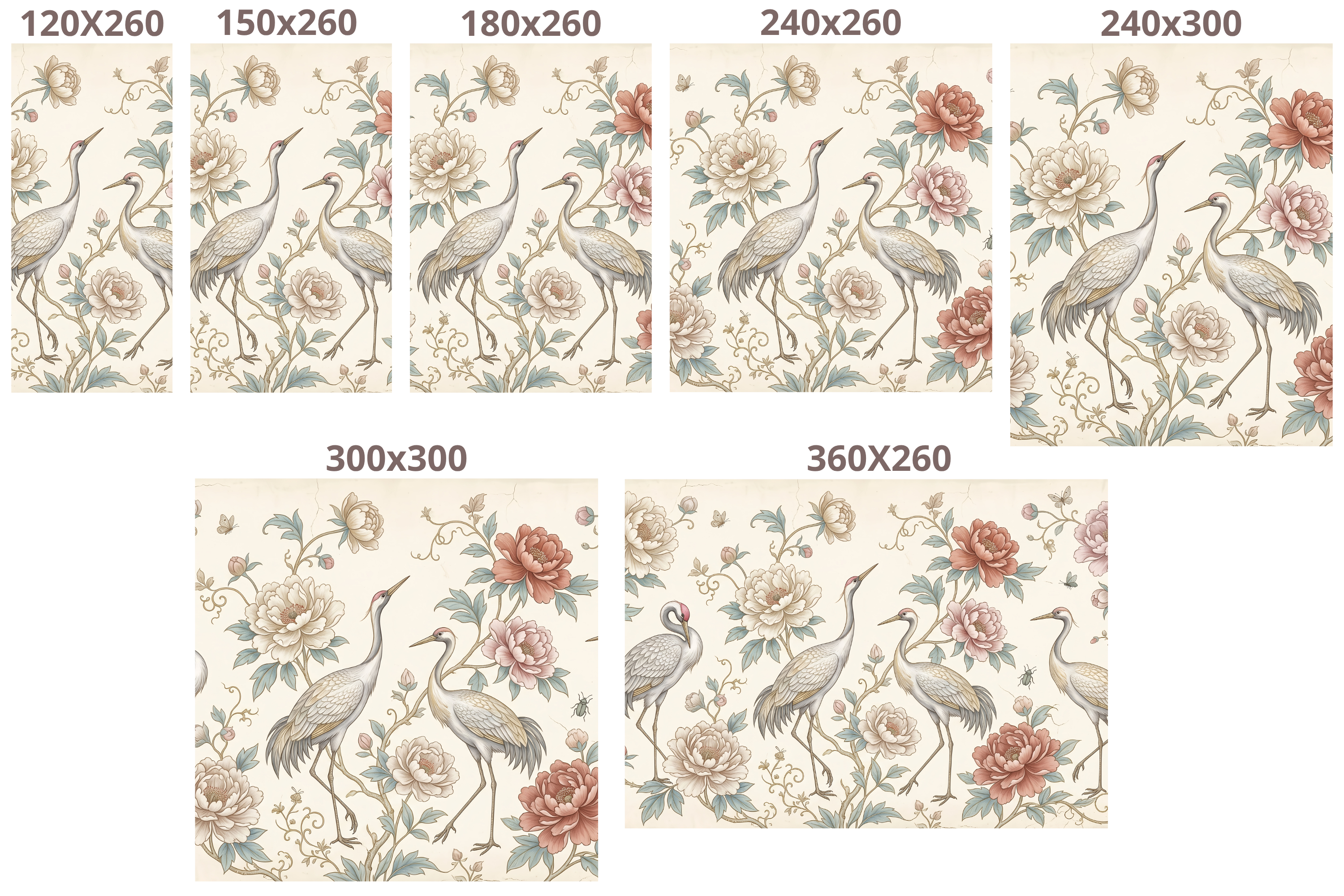 Vintage Chinoiserie Crane & Peony Wall Mural Elegant Grandmillennial Wallpaper