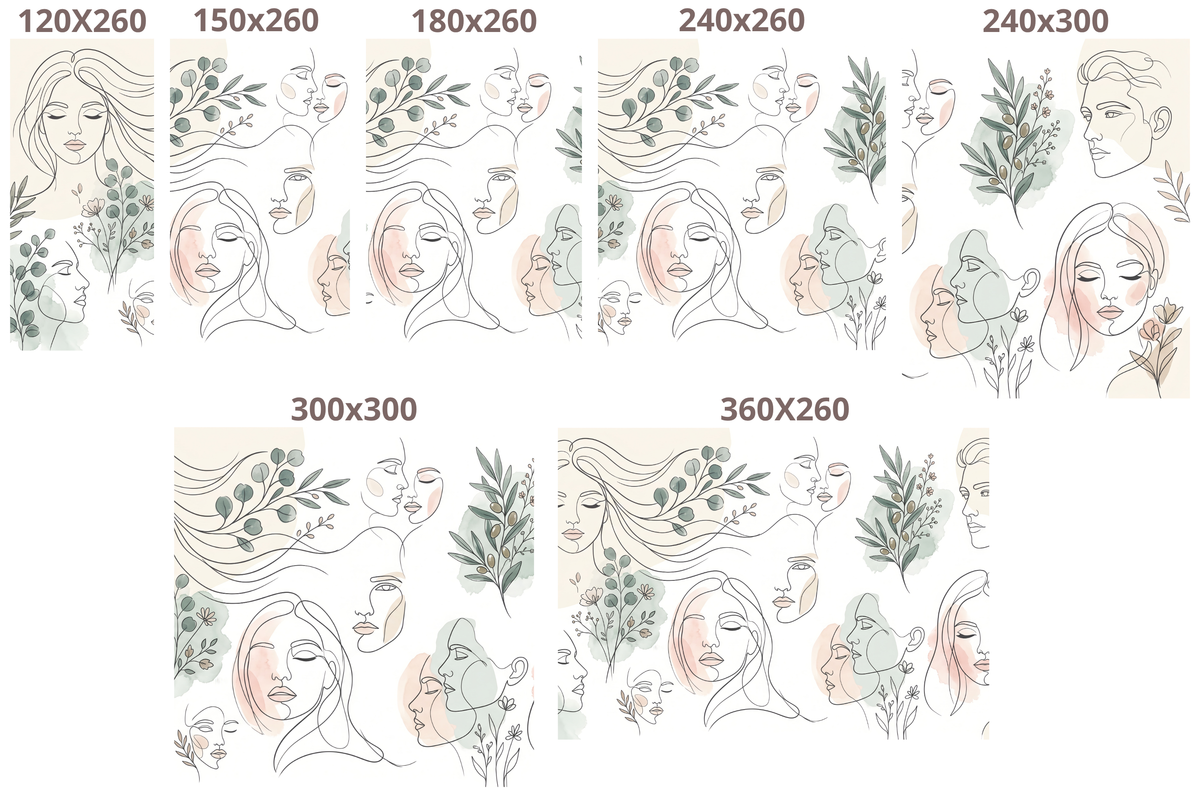 Abstract Line Art Wallpaper Mural – Minimalist Faces & Botanical Neutral Wallpaper