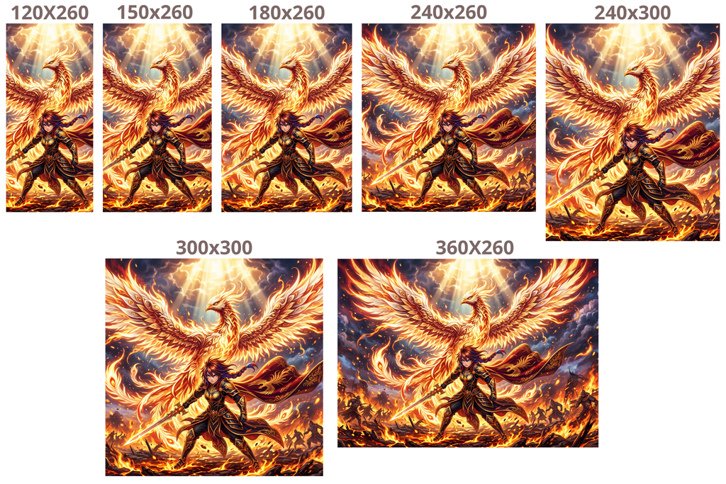 Epic Anime Phoenix Warrior Wall Mural Fiery Fantasy Battlefield Wallpaper