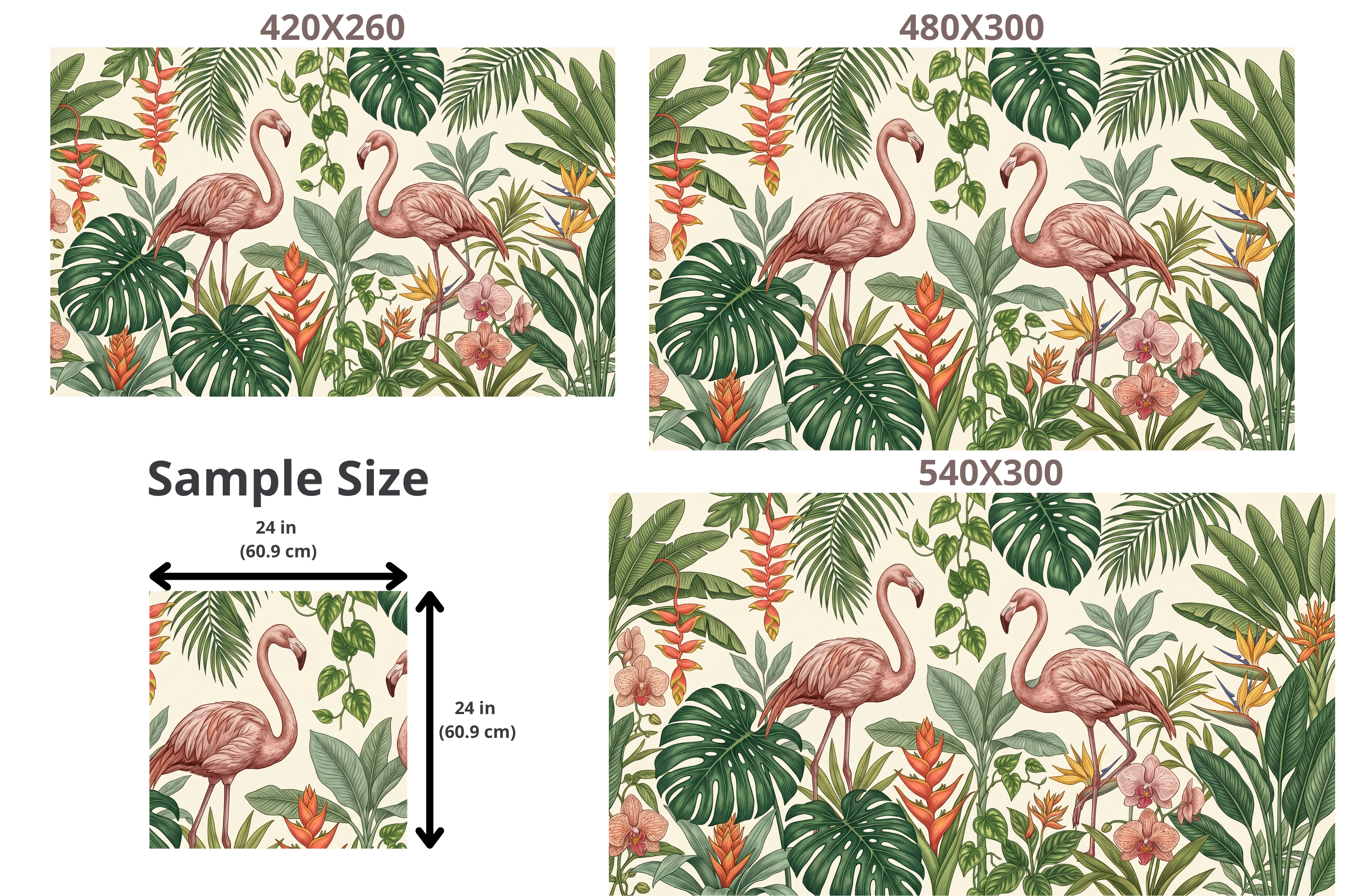 Tropical Flamingo Peel and Stick Wallpaper Botanical Wall Mural Bedroom