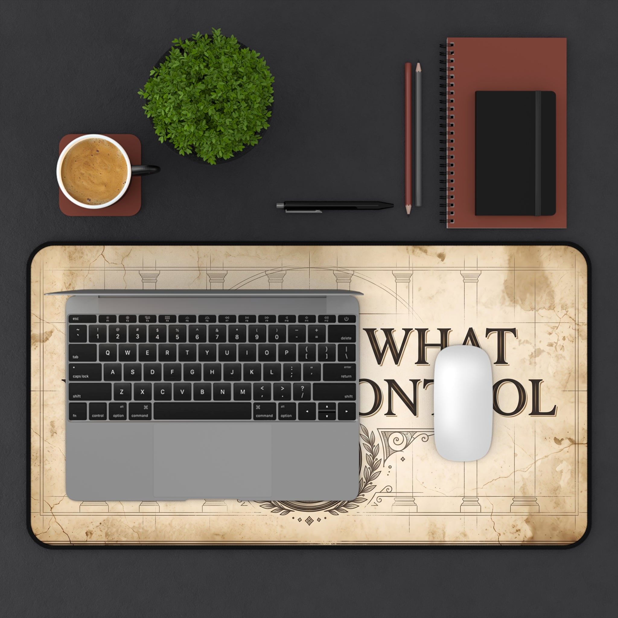 Vintage Stoic Quote Desk Mat "Control What You Can Control" Office Pad