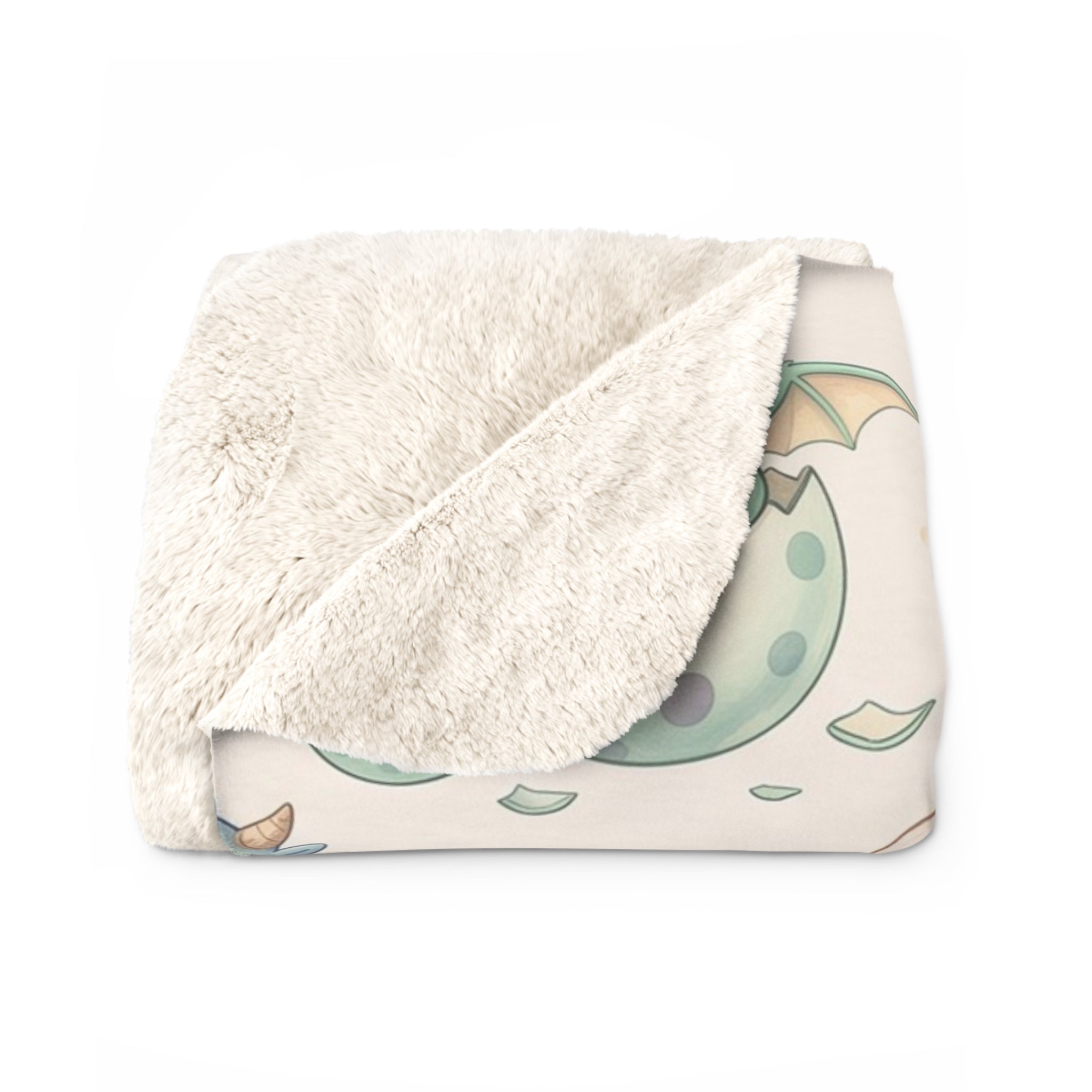 Pastel Hatching Baby Dragon Sherpa Fleece Blanket Fantasy Nursery Throw