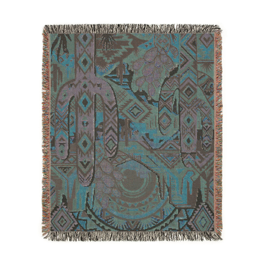 Southwestern Geometric Desert Woven Throw Blanket Boho Cactus Tapestry
