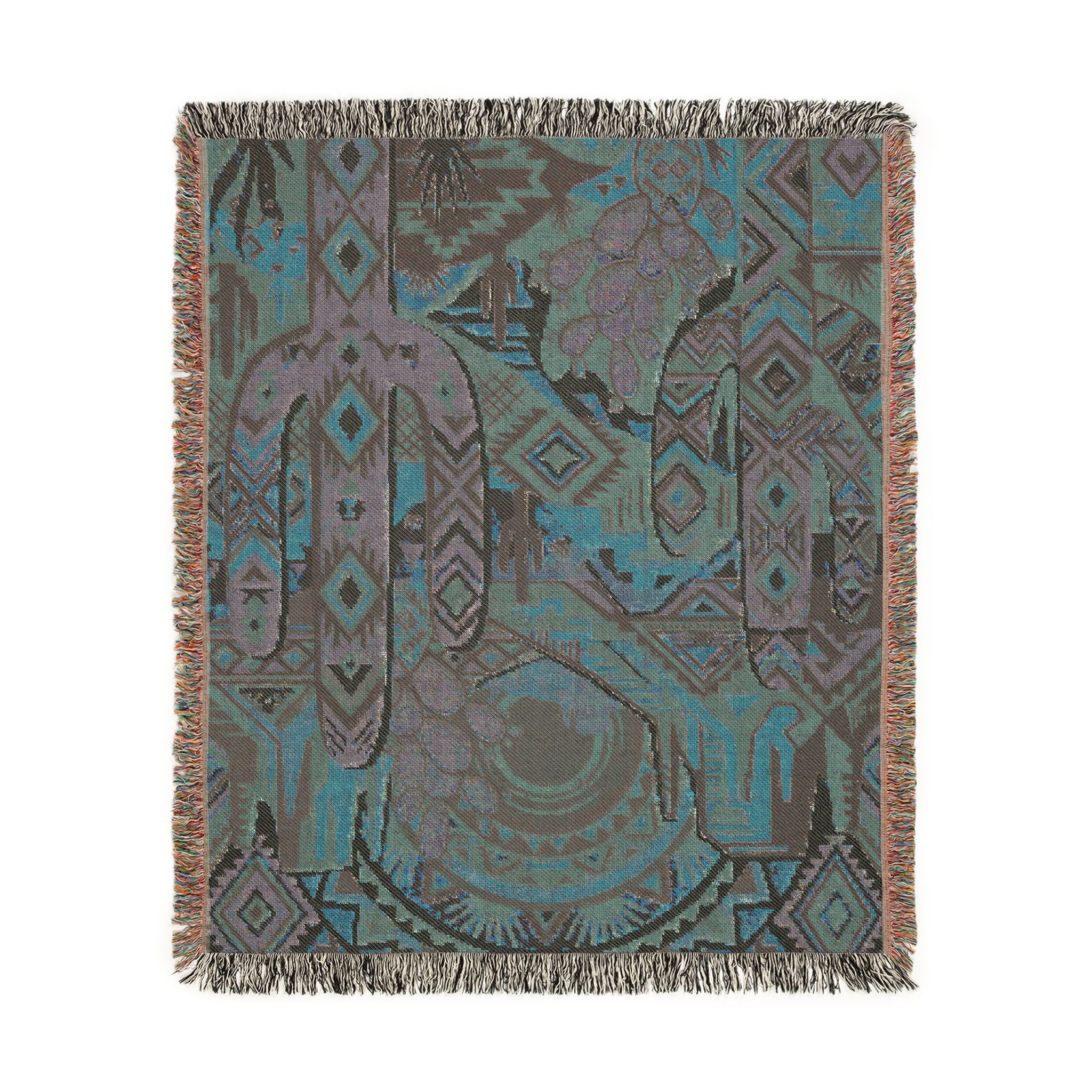 Southwestern Geometric Desert Woven Throw Blanket Boho Cactus Tapestry