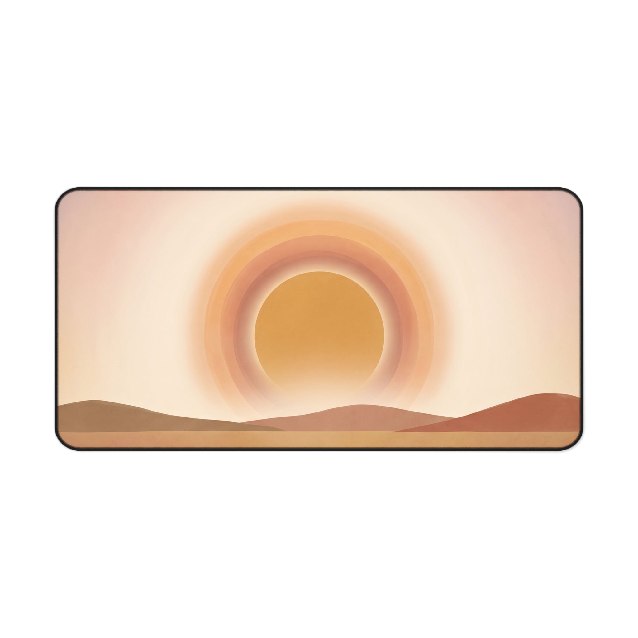 Minimalist Boho Sunset Desk Mat Warm Desert Landscape Art Aesthetic Pad