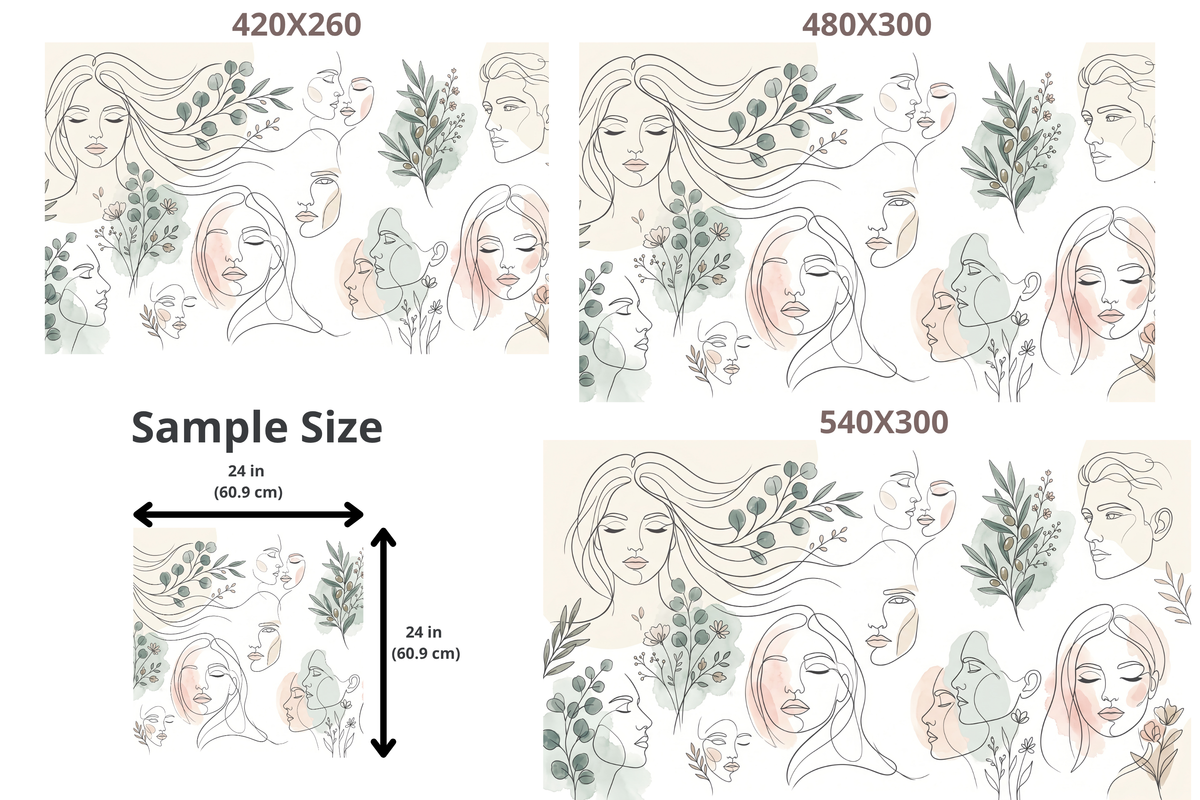 Abstract Line Art Wallpaper Mural – Minimalist Faces & Botanical Neutral Wallpaper