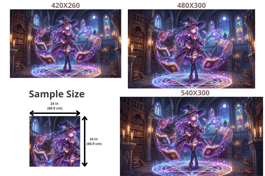 Magical Anime Witch Library Mural Gothic Fantasy Gaming Wallpaper