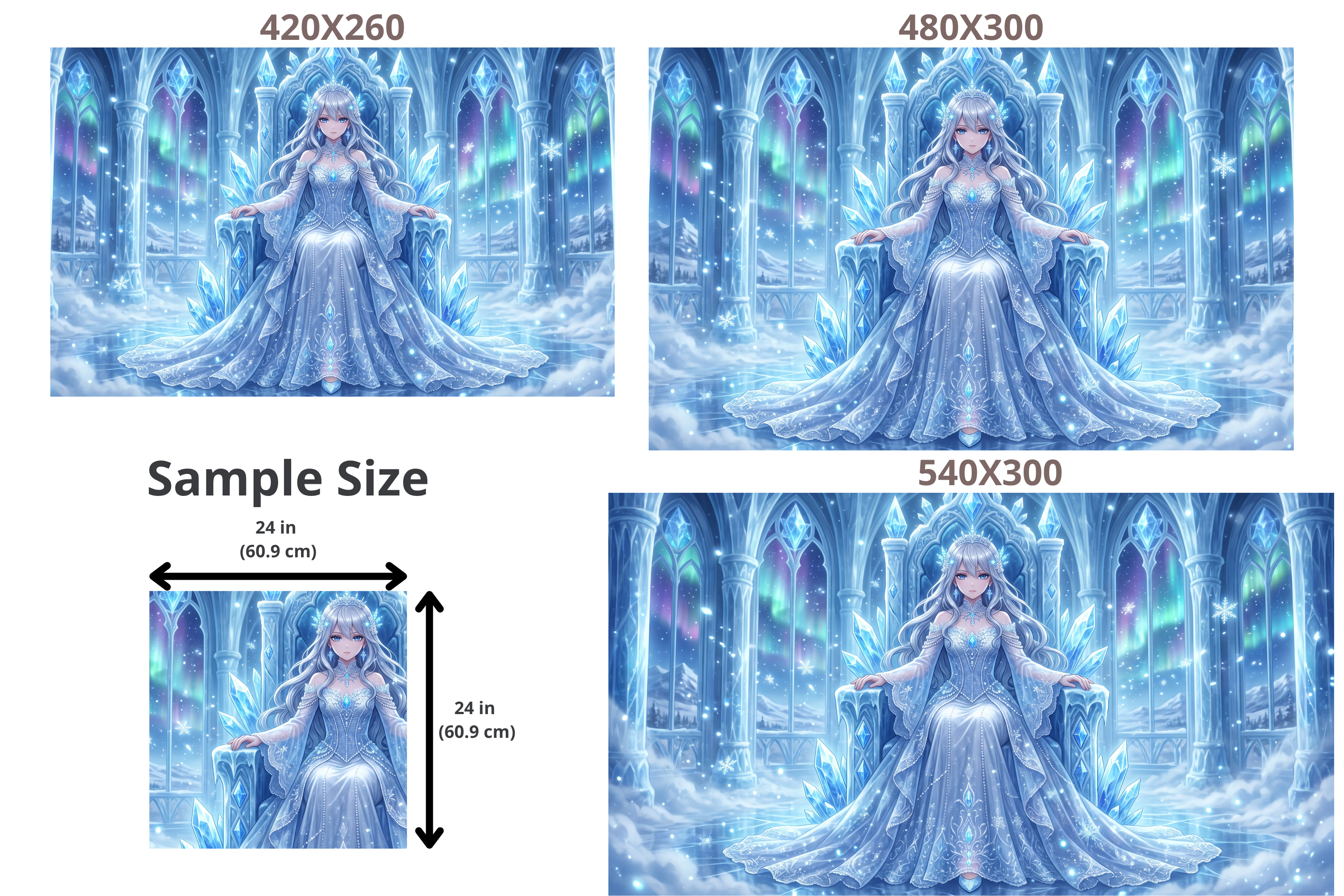 Anime Ice Queen Crystal Palace Mural Majestic Winter Fantasy Wallpaper